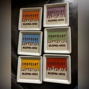 Pottery Barn Colorful Chocolat Square Ceramic Dishes (Set of 6) New with tags